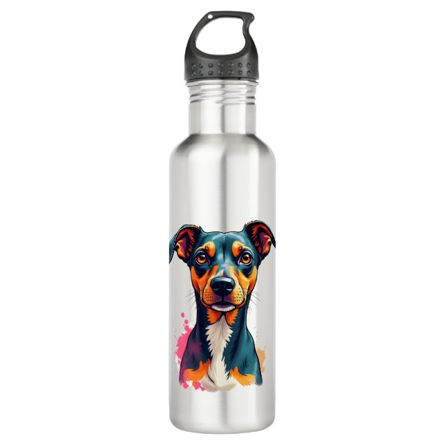 Bouteille D'eau Vintage Colorful Dog Portrait Pop Art Illustration (Devant)