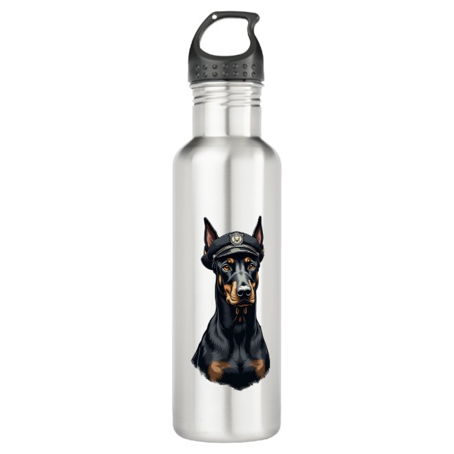 Bouteille D'eau Vintage Doberman Police Dog Portrait Black and Whi (Devant)