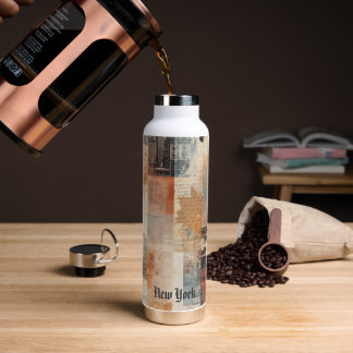 Bouteille D'eau Vintage New York Urban Collage Art
