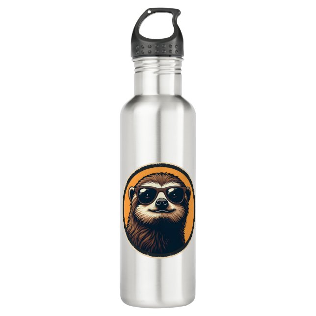 Bouteille D'eau Vintage Sloth Sunglasses Retro Badge Art 2 (Devant)