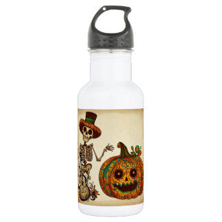 Bouteille D'eau Vintage squelette/citrouille jour des morts