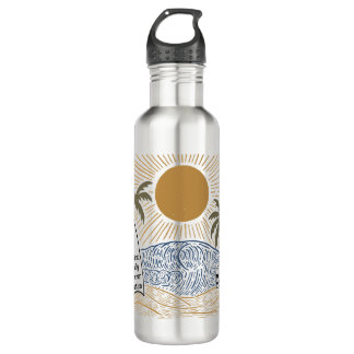 Bouteille D'eau Vintage Tropical Famille Reunion Plage de vacances