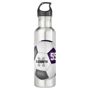 Bouteille D'eau violet gris soccer fille garçon école couleurs