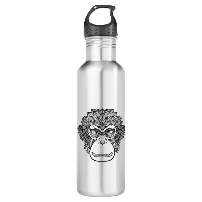 Bouteille D'eau Visage de griffonnage de singe (Devant)
