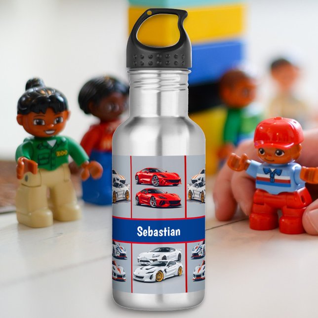 Bouteille D'eau Voitures de sport tendance Rouge et blanc (Créateur téléchargé)