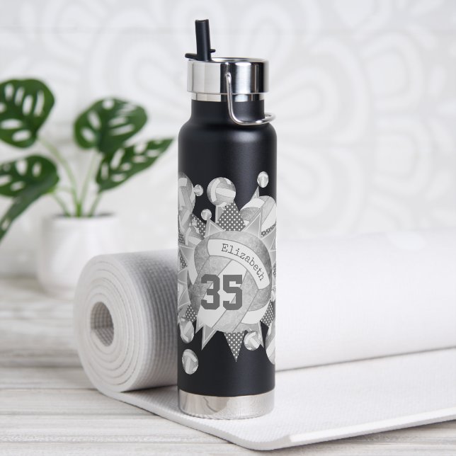 Bouteille D'eau volleybals et étoiles d'argent gris (Yoga)