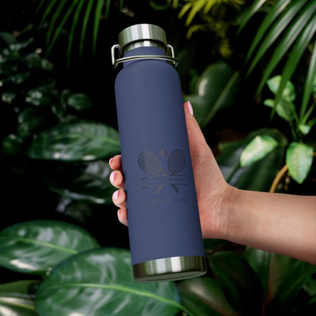 Bouteille D'eau Votre Country Club Nom Marine Blue Logo Équipe de  (Tennis Country Club Navy Blue Rackets Motif Water Bottle)