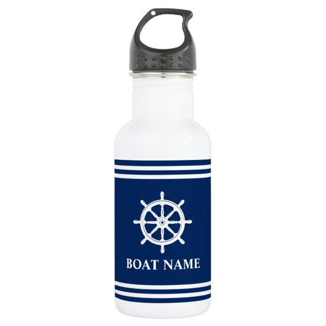 Bouteille D'eau Votre Nom De Bateau Expédie Le Helm De Roue Écarté (Devant)