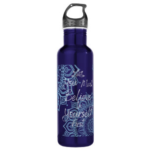 Bouteille D'eau Vous devez croire en vous-même   Mandala   bleu fo