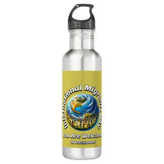 Bouteille D'eau Vous Êtes Bienvenus. Journée internationale des mi
