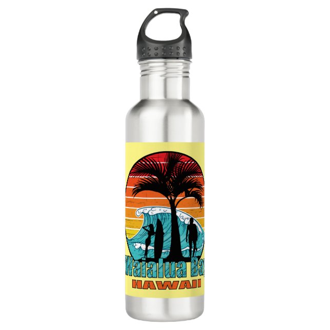 Bouteille D'eau Waialua Bay Beach Hawaii Surfers (Devant)