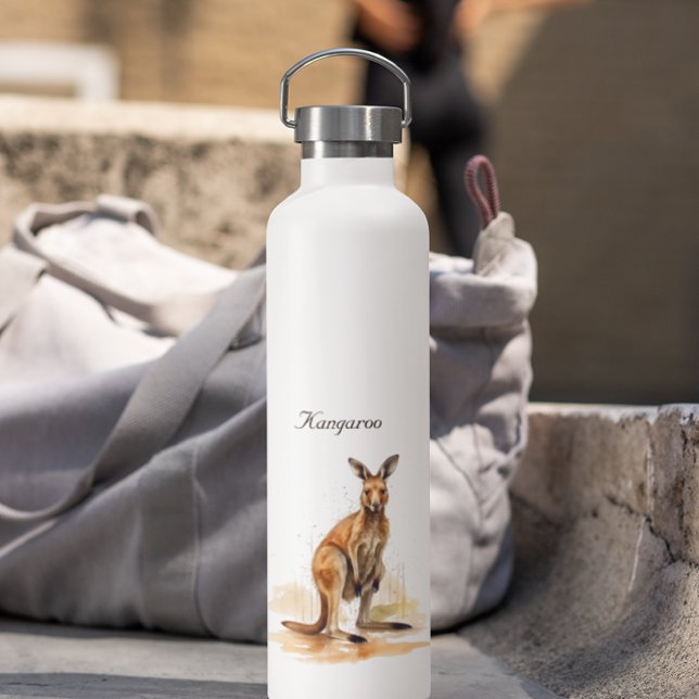 Bouteille D'eau Wanderer extérieur : aquarelle Kangaroo personnali (Créateur téléchargé)
