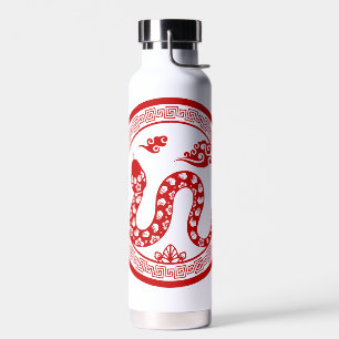 Bouteille D'eau WB de style serpent chinois rouge coupé en papier