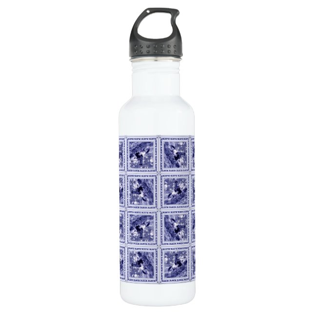 Bouteille D'eau Western Denim Blue Delft Tile (Devant)