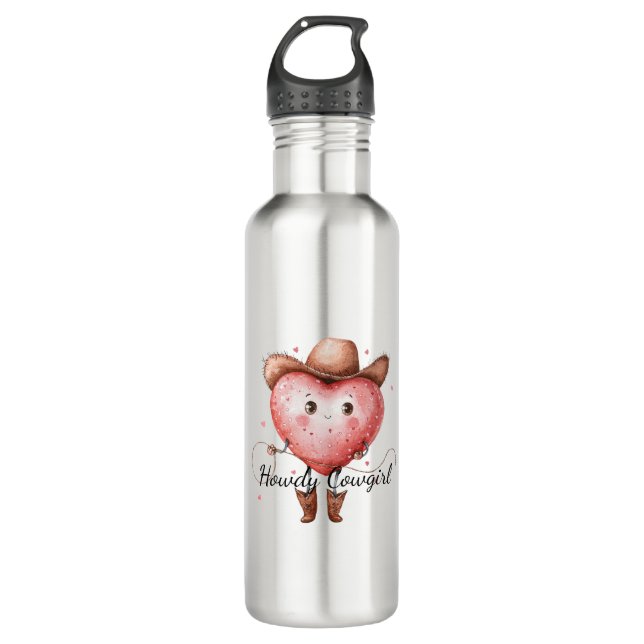 Bouteille D'eau Western Howdy Cowgirl Heart  (Devant)