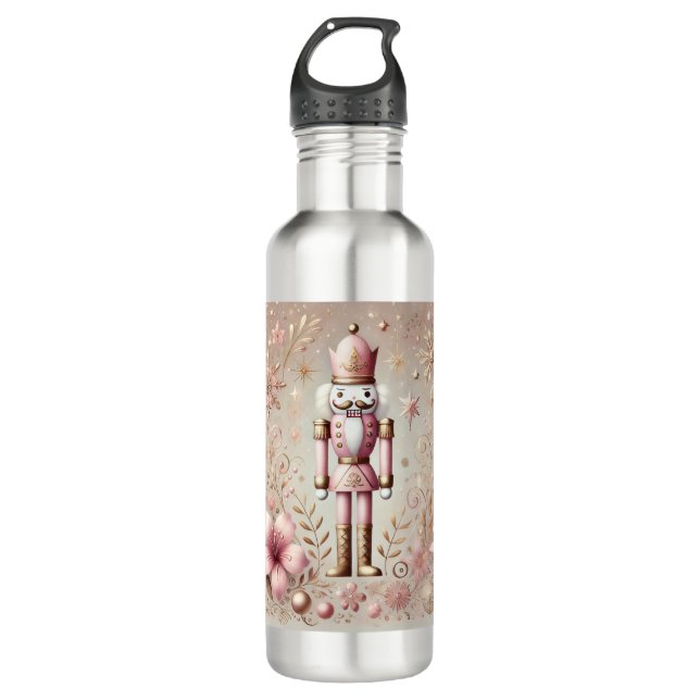 Bouteille D'eau Whimsical Elegant Pink and Gold Pastel Nutcracker  (Devant)
