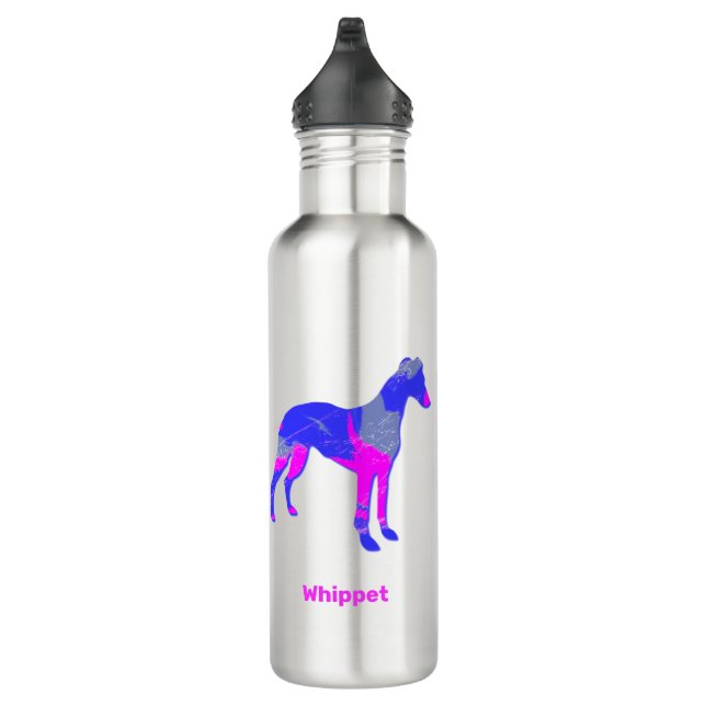 Bouteille D'eau Whippet / Chien gris italien rose & bleu (Droite)