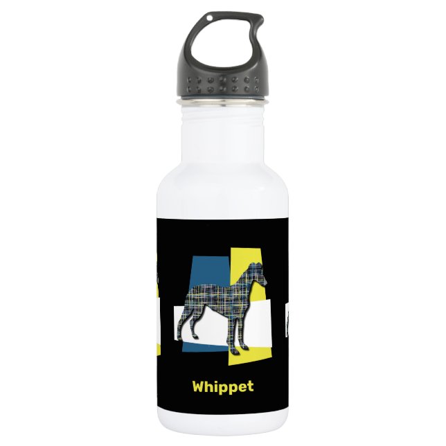 Bouteille D'eau Whippet / Italien Greyhound Chig Silhouette Y&B Gr (Devant)