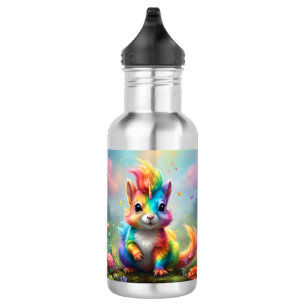 Bouteille D'eau Whiskers of Wonder : L'écureuil à licorne arc-en-c
