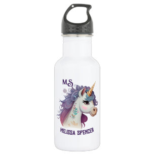 Bouteille D'eau White Girls' mignon Élégant Purple Magique Unicorn