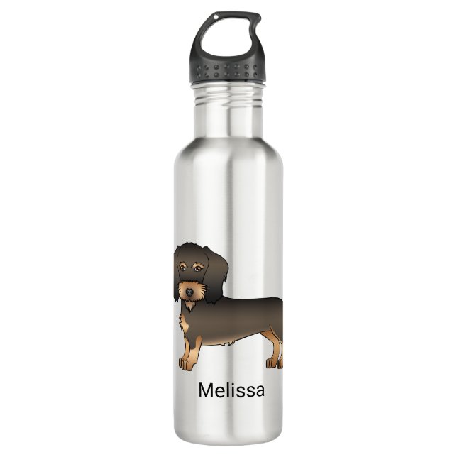 Bouteille D'eau Wild Boar Wire Haired Dachshund Cartoon Chien et n (Devant)