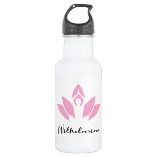 Bouteille D'eau Wilhelmina. lotus W, yoga pose script moderne