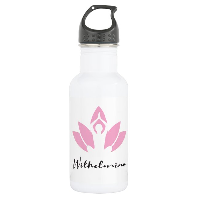 Bouteille D'eau Wilhelmina. lotus W, yoga pose script moderne (Devant)