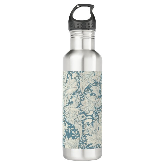 Bouteille D'eau William Morris Wallflower bleu damas floral (Devant)