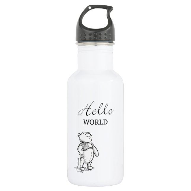 Bouteille D'eau Winnie l'Ourson| Citation Hello World (Devant)