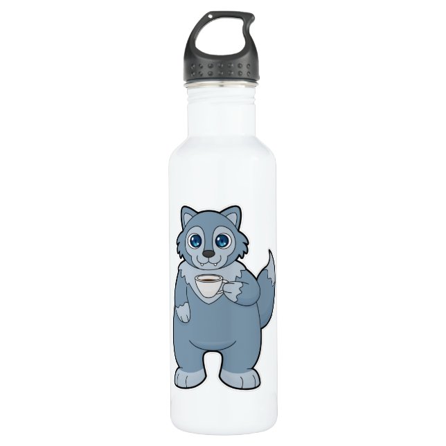 Bouteille D'eau Wolf avec la coupe de café (Devant)