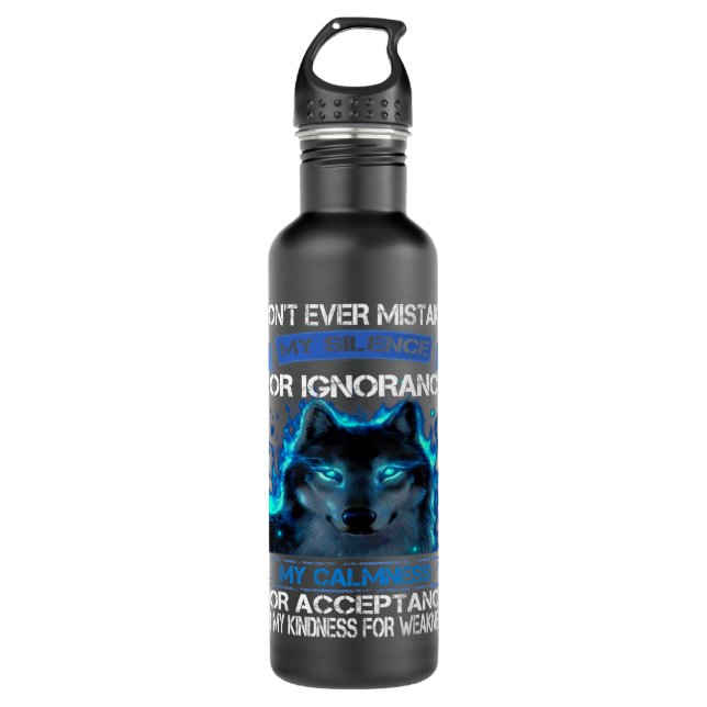Bouteille D'eau Wolf Ne Me Trompe Jamais Mon Silence Pour Ignoranc (Devant)