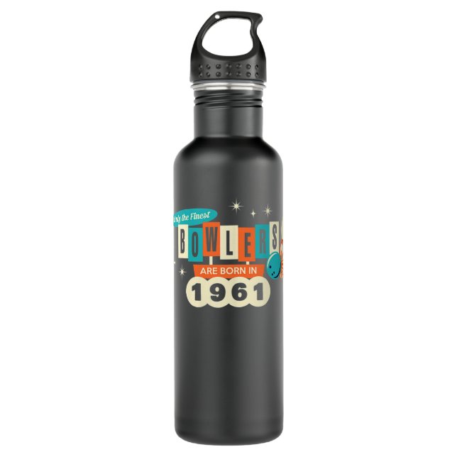 Bouteille D'eau Womens 60th Birthday Bowler Funny Bowling 1961 Vin (Devant)