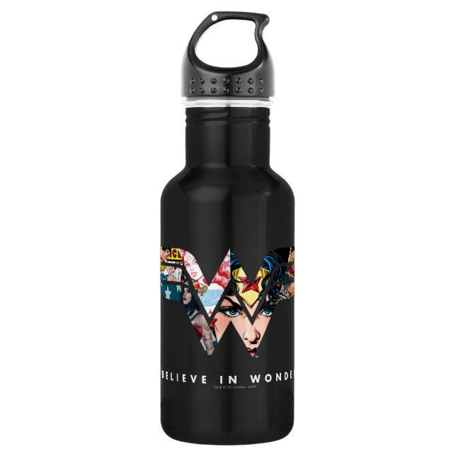 Bouteille D'eau Wonder Woman "Believe In Wonder" Logo Collage (Devant)