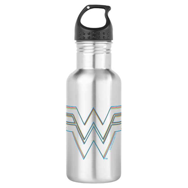 Bouteille D'eau WW84 | Logo de la femme de l'émerveilleur RVB (Devant)