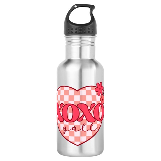 Bouteille D'eau XOXO | Coeur rose mignon et amoureux (Devant)