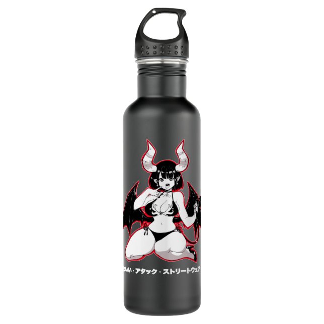 Bouteille D'eau Yandere Succubus Kawaii Japonais Anime Pullover Ho (Devant)