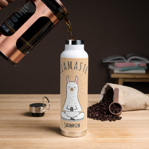 Bouteille D'eau Yoga Llama - Llamaste Pun Monogramme Nom