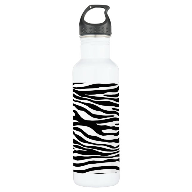 Bouteille D'eau Zebra Print, Zebra Stripes, Noir Et Blanc (Devant)