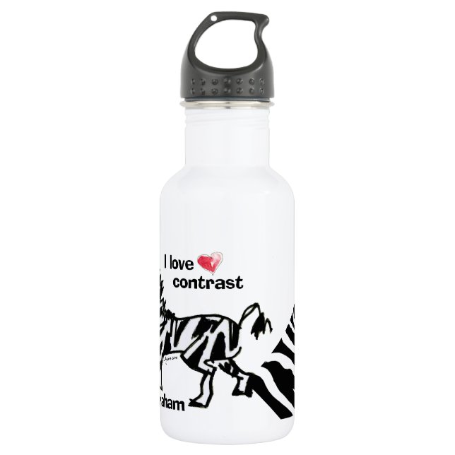 Bouteille D'eau Zebraham - J'aime le contraste (Devant)
