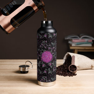 Bouteille D'eau Zèbre disco moderne noir blanc et rose