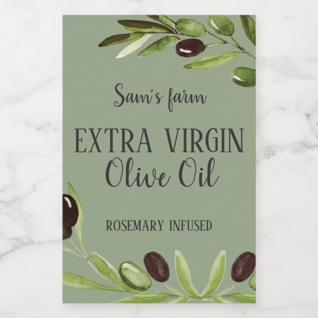 Bouteille d'huile d'olive extra vierge Étiquette d (Étiquettes simples)