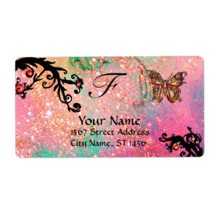 BOUTEILLE EN ÉPARGNES, tourbillons noirs vert rose