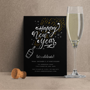 Bouteille Invitation de la fête du Nouvel An