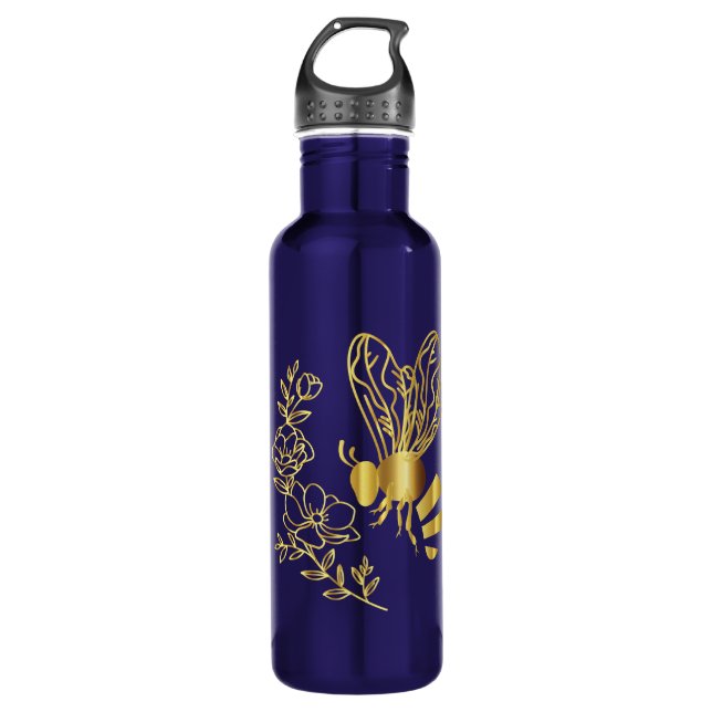 Bouteille moderne d'eau d'abeille et de fleurs  (Devant)