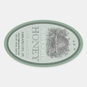 Bouteille Ovale Vintage au miel avec Étiquette fro