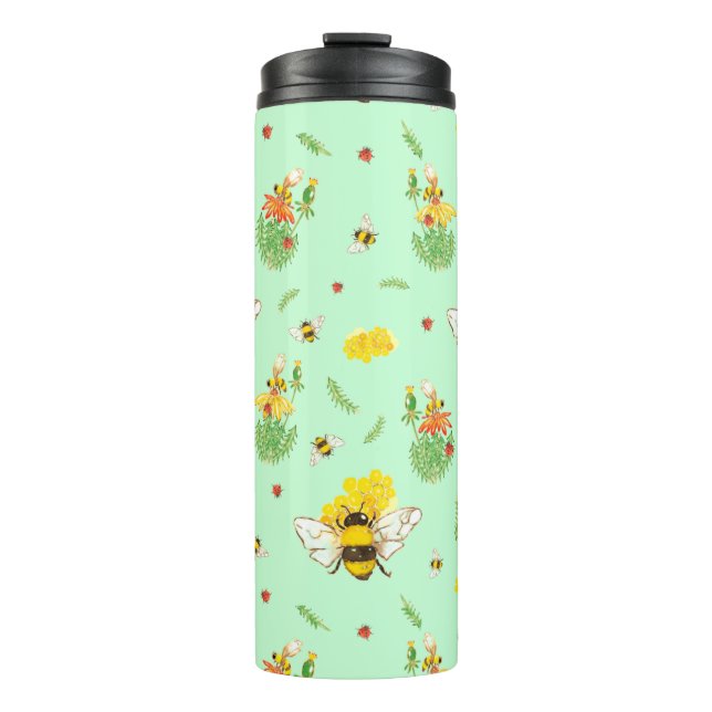 Bouteille thermos avec abeilles et jus de fortune (Devant)