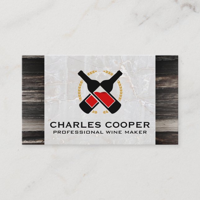 Bouteilles à vin | Carte de visite de marbre et de (Devant)