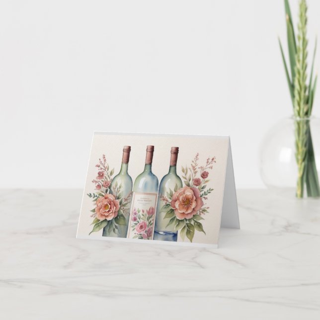 Bouteilles à vin pliées Carte de remerciements (Devant)