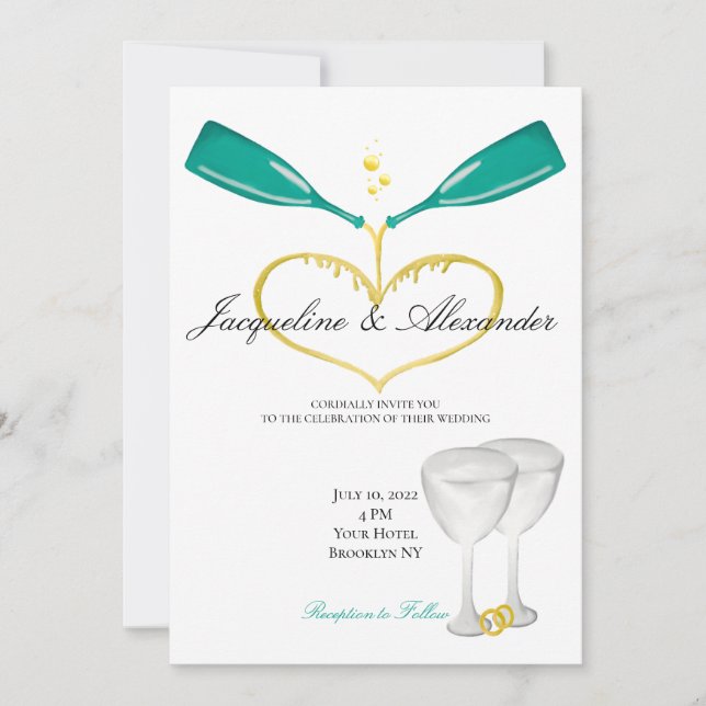 Bouteilles de Champagne Mariage Thème Invitations (Devant)