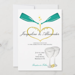 Bouteilles de Champagne Mariage Thème Invitations